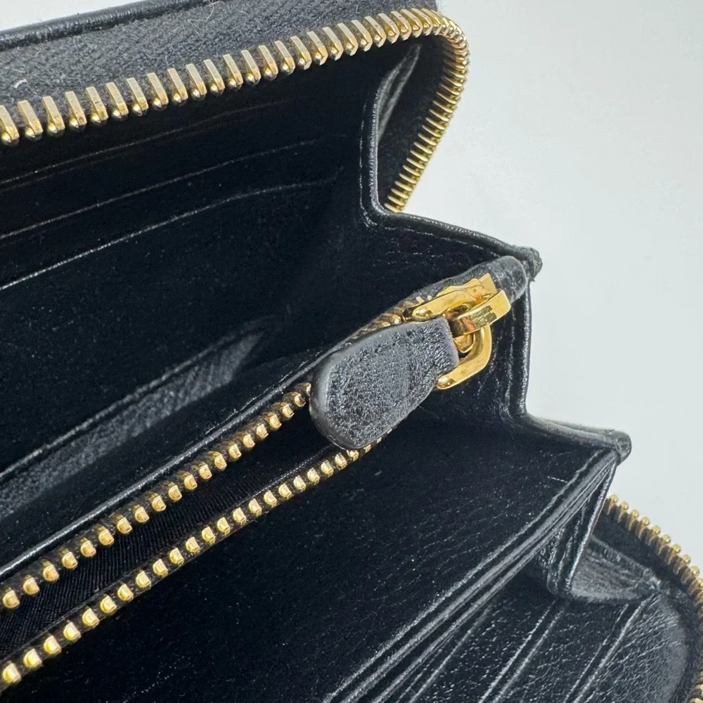 Preloved Prada Black Zip-Around Wallet with Gold Accents - Picture 11 of 16